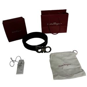 SALVATORE FERRAGAMO NERO HICKORY & BLACK REVERSIBLE BELT